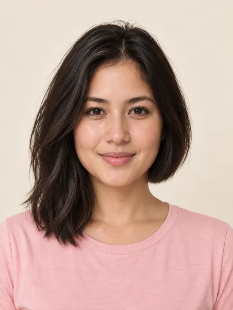 Asymmetrical Bob hairstyle on a model