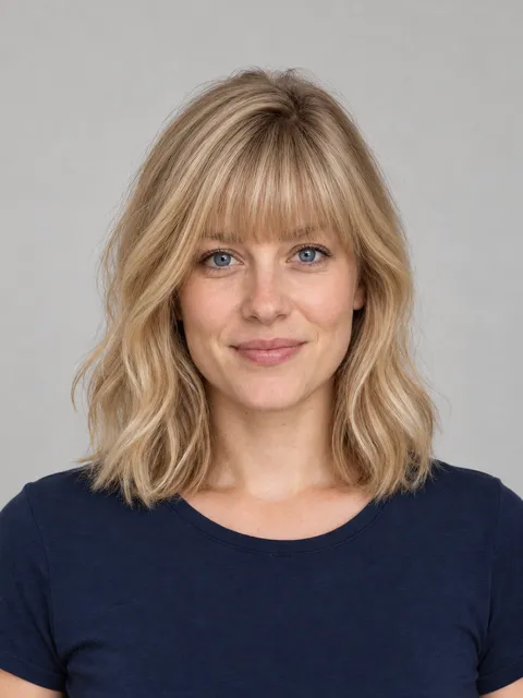 Blunt Bangs hairstyle on a model
