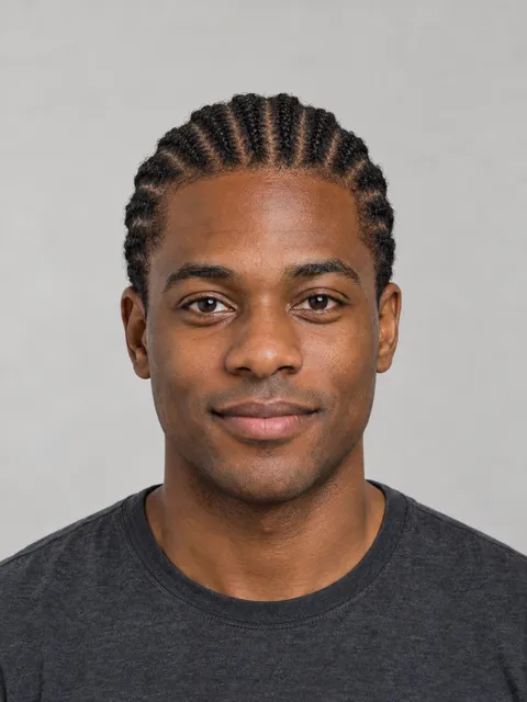 Cornrows hairstyle on a model