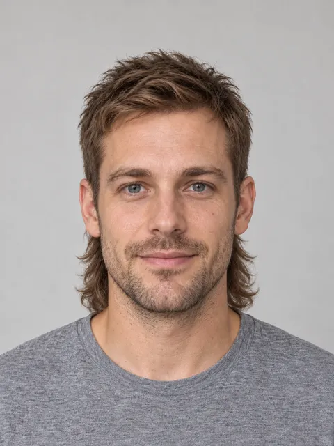 Modern Mullet hairstyle on a model