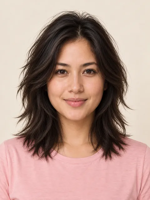 Shag hairstyle on a model