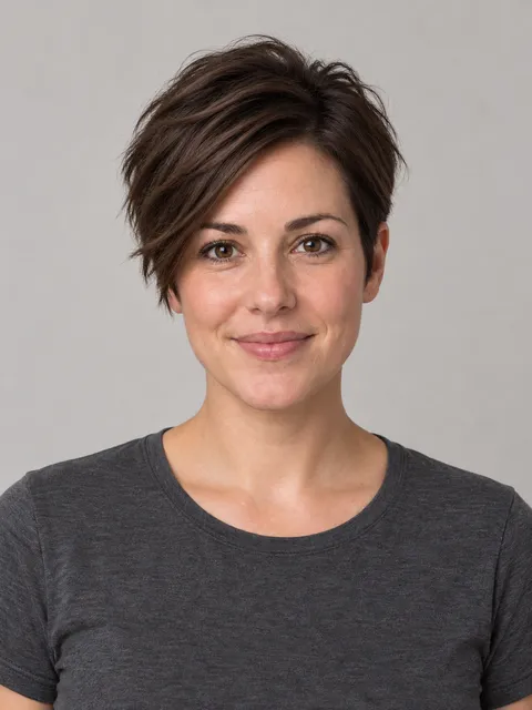 Side-Swept Pixie hairstyle on a model