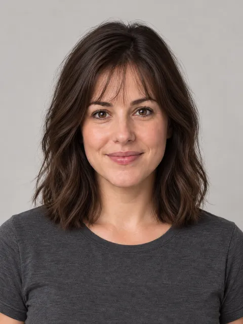Wispy Bangs Lob hairstyle on a model