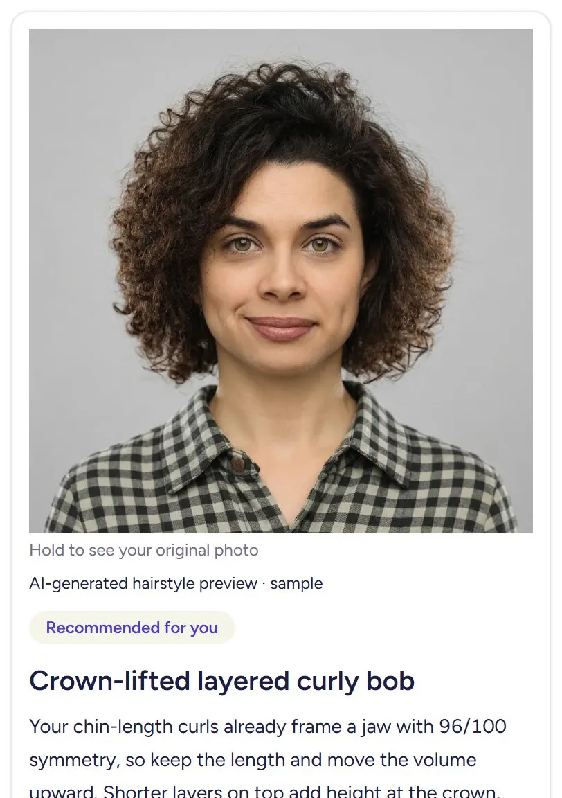 Sample report: a hairstyle preview made on the photo
